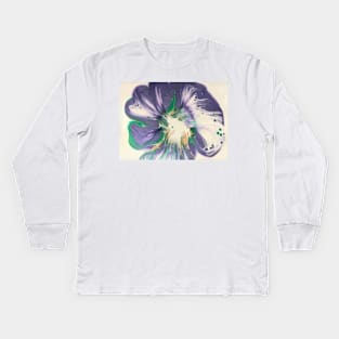 Emerald Purple Floral Kids Long Sleeve T-Shirt